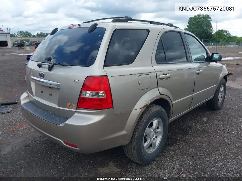 2007 Kia Sorento Lx VIN: KNDJC736675720081 Lot: 42551151