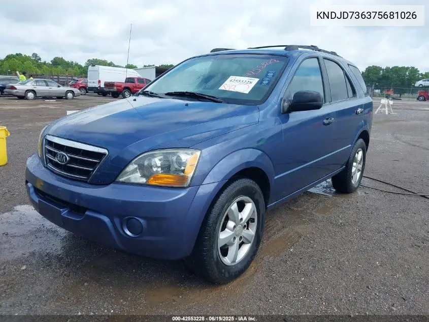 2007 Kia Sorento Lx VIN: KNDJD736375681026 Lot: 42553228
