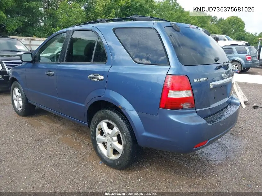 2007 Kia Sorento Lx VIN: KNDJD736375681026 Lot: 42553228