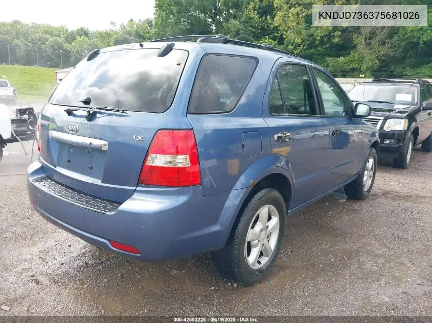 2007 Kia Sorento Lx VIN: KNDJD736375681026 Lot: 42553228