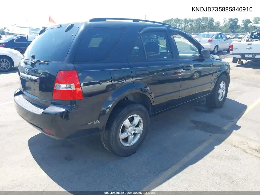 2008 Kia Sorento Lx VIN: KNDJD735885840910 Lot: 42550332