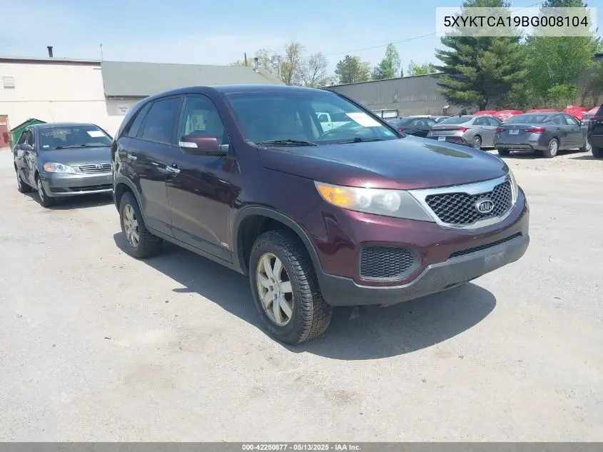 2011 Kia Sorento Lx VIN: 5XYKTCA19BG008104 Lot: 42250877