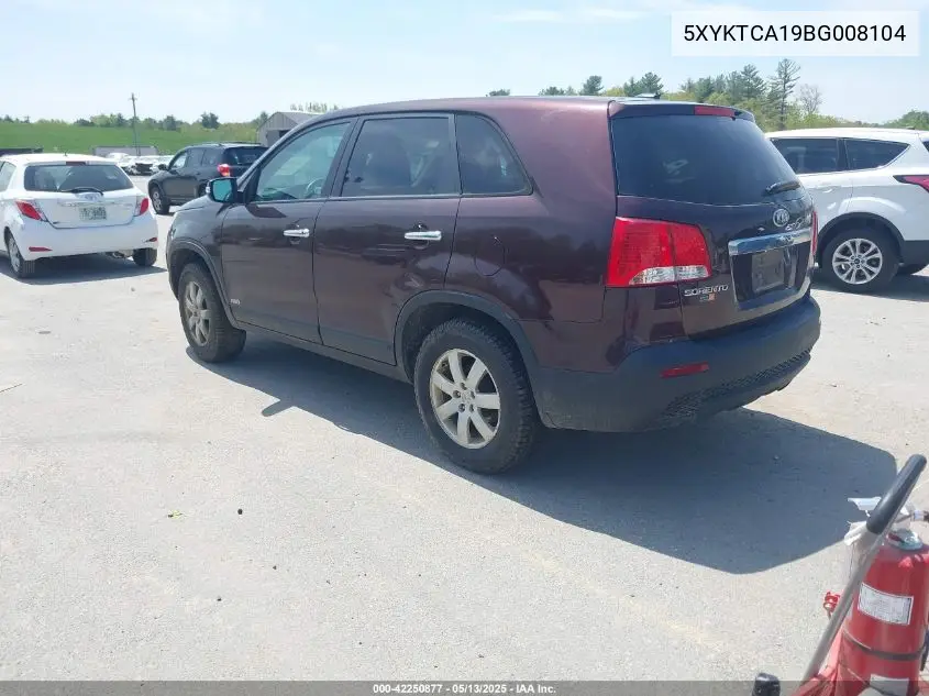 2011 Kia Sorento Lx VIN: 5XYKTCA19BG008104 Lot: 42250877