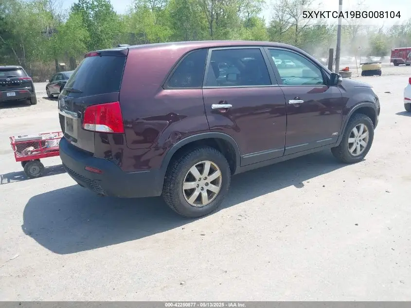 2011 Kia Sorento Lx VIN: 5XYKTCA19BG008104 Lot: 42250877