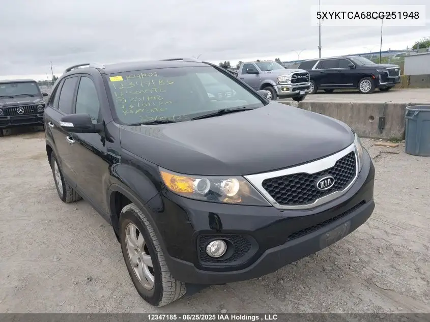 2012 Kia Sorento Lx VIN: 5XYKTCA68CG251948 Lot: 12347185