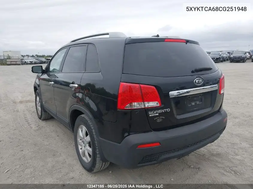 2012 Kia Sorento Lx VIN: 5XYKTCA68CG251948 Lot: 12347185
