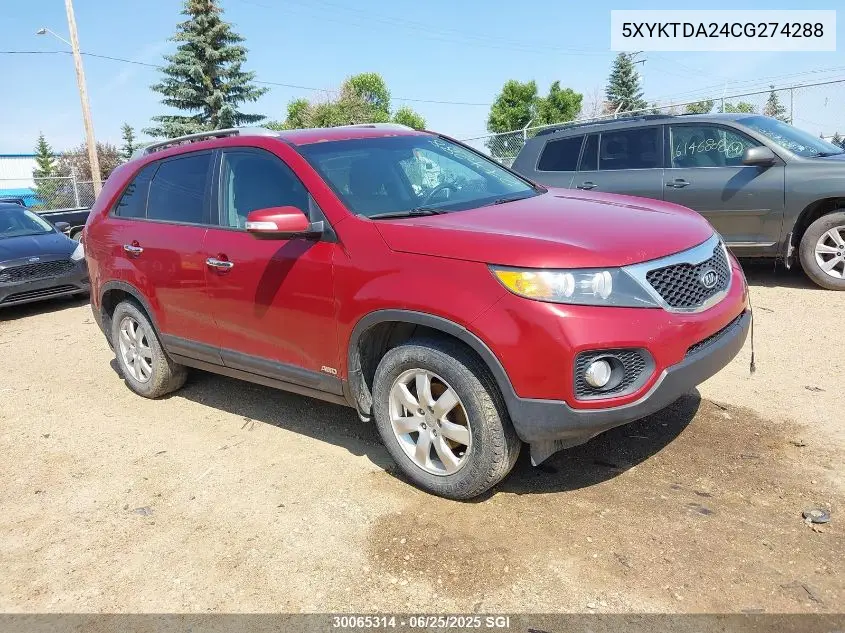 2012 Kia Sorento Lx VIN: 5XYKTDA24CG274288 Lot: 30065314