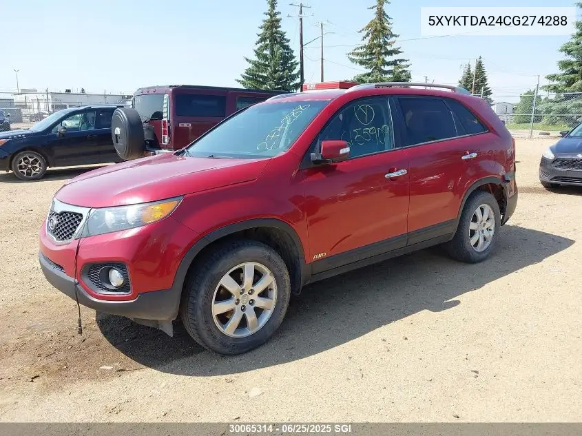 2012 Kia Sorento Lx VIN: 5XYKTDA24CG274288 Lot: 30065314