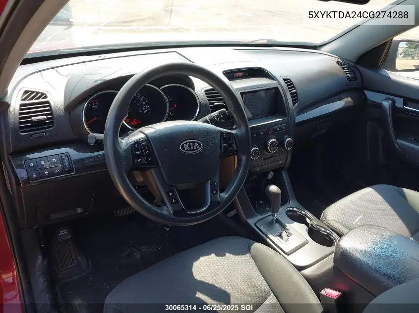 2012 Kia Sorento Lx VIN: 5XYKTDA24CG274288 Lot: 30065314