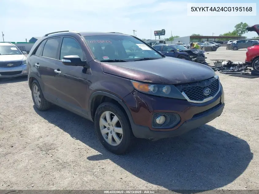 2012 Kia Sorento Lx VIN: 5XYKT4A24CG195168 Lot: 42233823