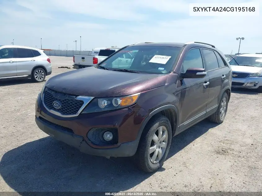 2012 Kia Sorento Lx VIN: 5XYKT4A24CG195168 Lot: 42233823
