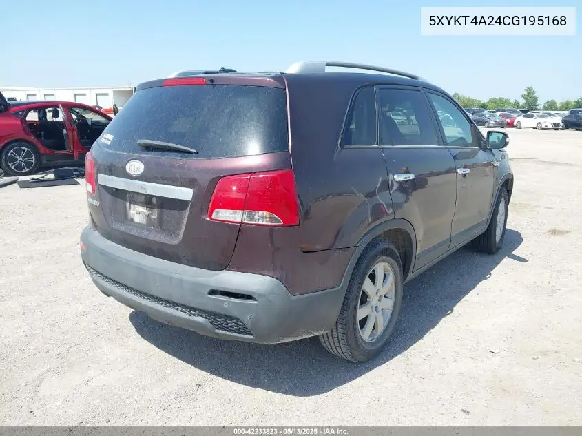 2012 Kia Sorento Lx VIN: 5XYKT4A24CG195168 Lot: 42233823