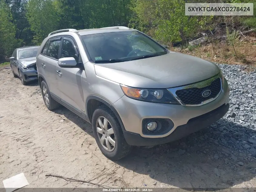 2012 Kia Sorento Lx VIN: 5XYKTCA6XCG278424 Lot: 42240713