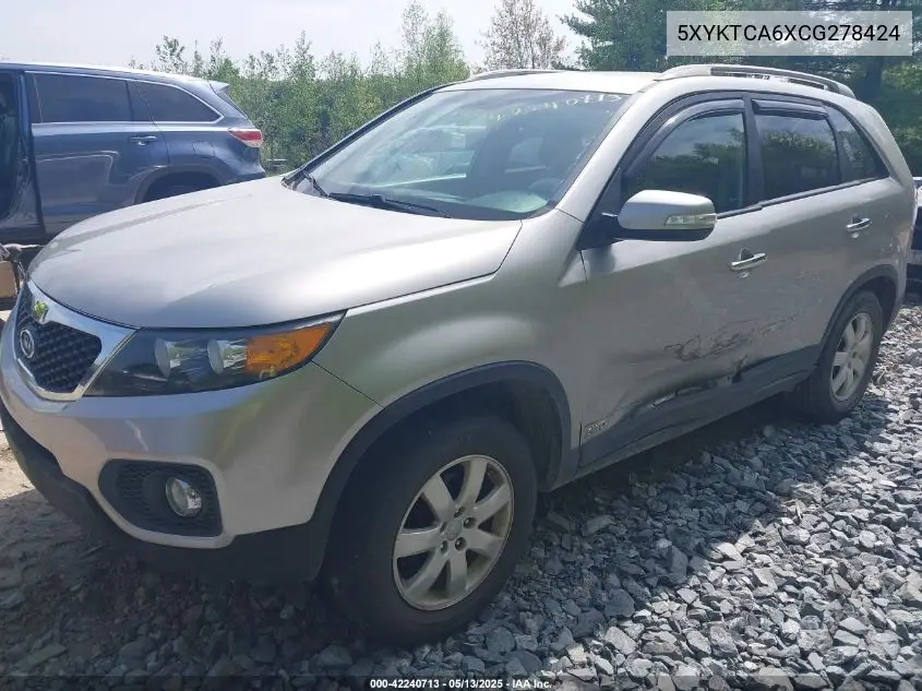 2012 Kia Sorento Lx VIN: 5XYKTCA6XCG278424 Lot: 42240713