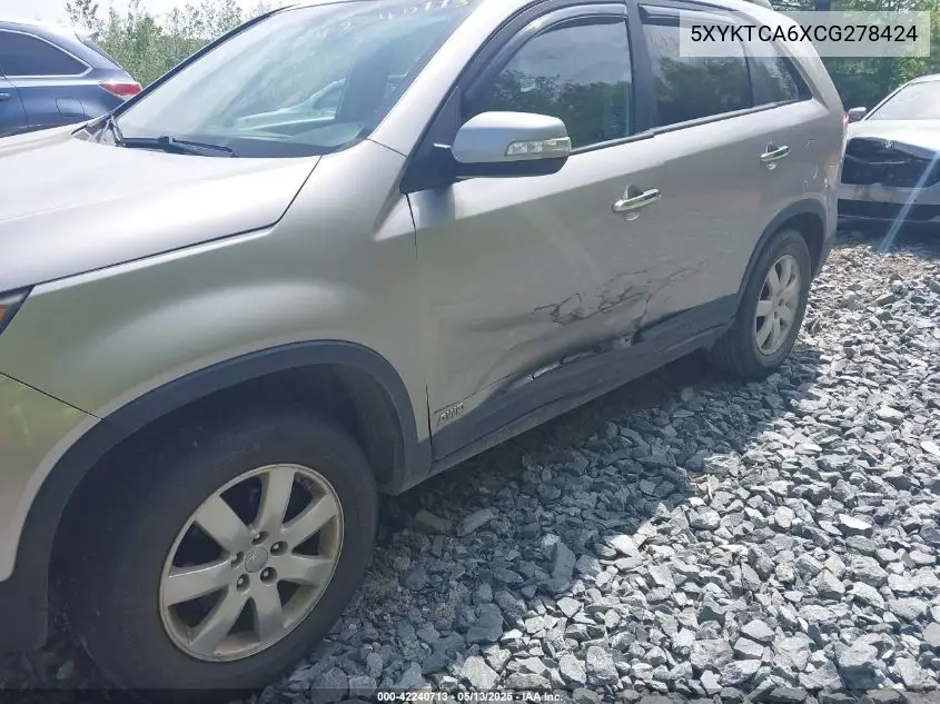 2012 Kia Sorento Lx VIN: 5XYKTCA6XCG278424 Lot: 42240713