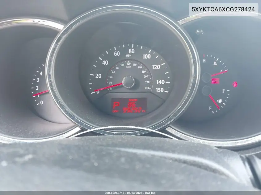 2012 Kia Sorento Lx VIN: 5XYKTCA6XCG278424 Lot: 42240713