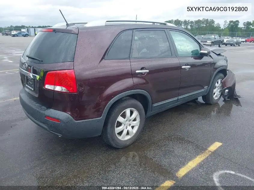 2012 Kia Sorento Lx VIN: 5XYKTCA69CG192800 Lot: 42241294