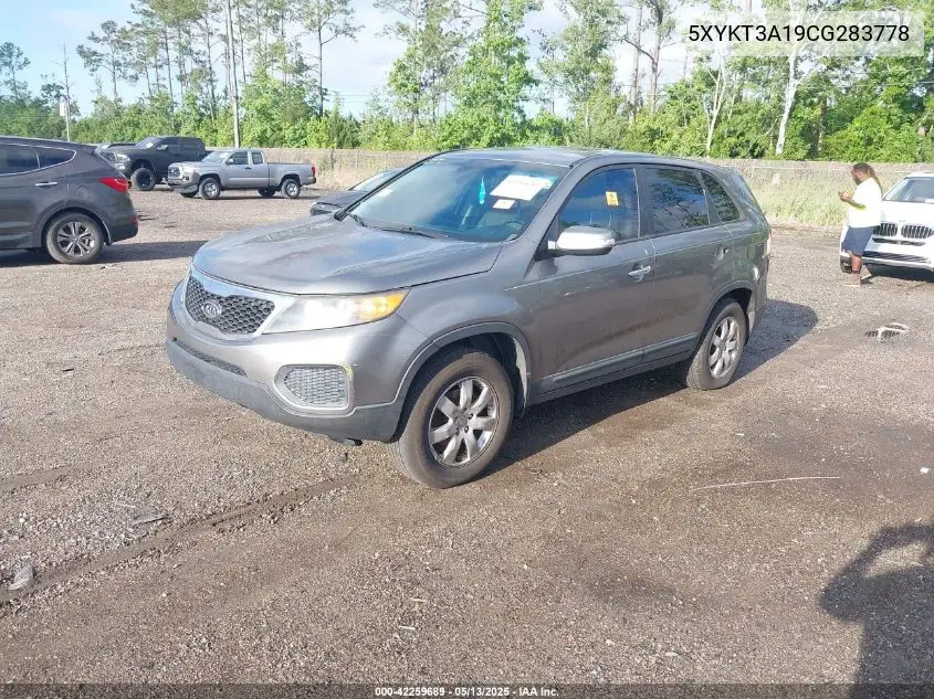 2012 Kia Sorento Lx VIN: 5XYKT3A19CG283778 Lot: 42259689