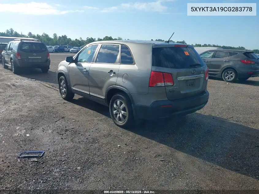2012 Kia Sorento Lx VIN: 5XYKT3A19CG283778 Lot: 42259689