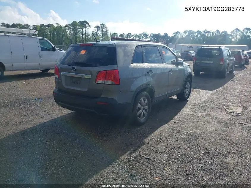 2012 Kia Sorento Lx VIN: 5XYKT3A19CG283778 Lot: 42259689