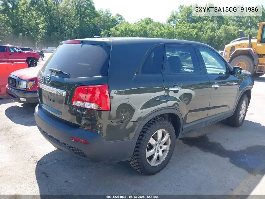 2012 Kia Sorento Lx VIN: 5XYKT3A15CG191986 Lot: 42261039