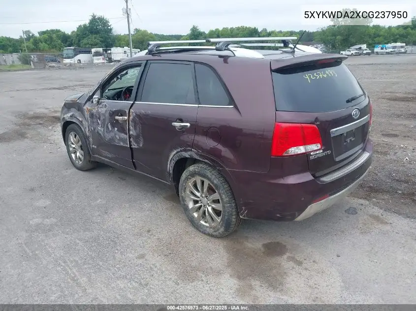 2012 Kia Sorento Sx V6 VIN: 5XYKWDA2XCG237950 Lot: 42576973