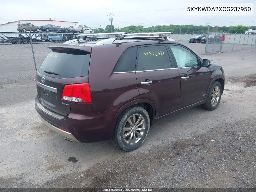 2012 Kia Sorento Sx V6 VIN: 5XYKWDA2XCG237950 Lot: 42576973
