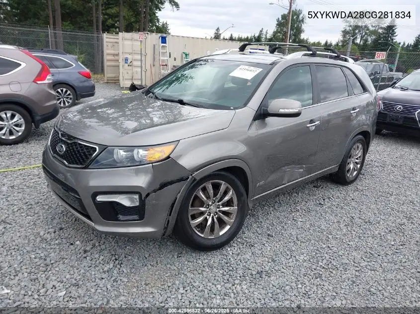 2012 Kia Sorento Sx V6 VIN: 5XYKWDA28CG281834 Lot: 42596832