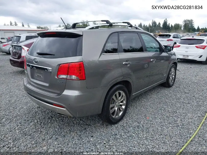 2012 Kia Sorento Sx V6 VIN: 5XYKWDA28CG281834 Lot: 42596832