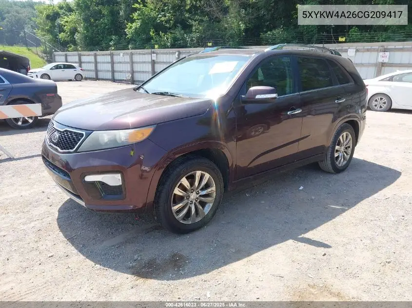 2012 Kia Sorento Sx V6 VIN: 5XYKW4A26CG209417 Lot: 42616023