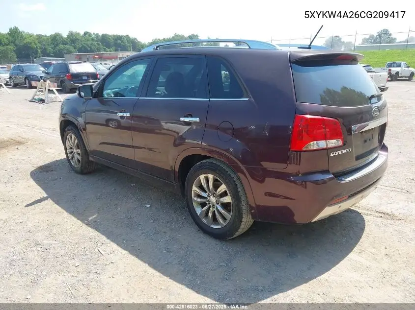 2012 Kia Sorento Sx V6 VIN: 5XYKW4A26CG209417 Lot: 42616023