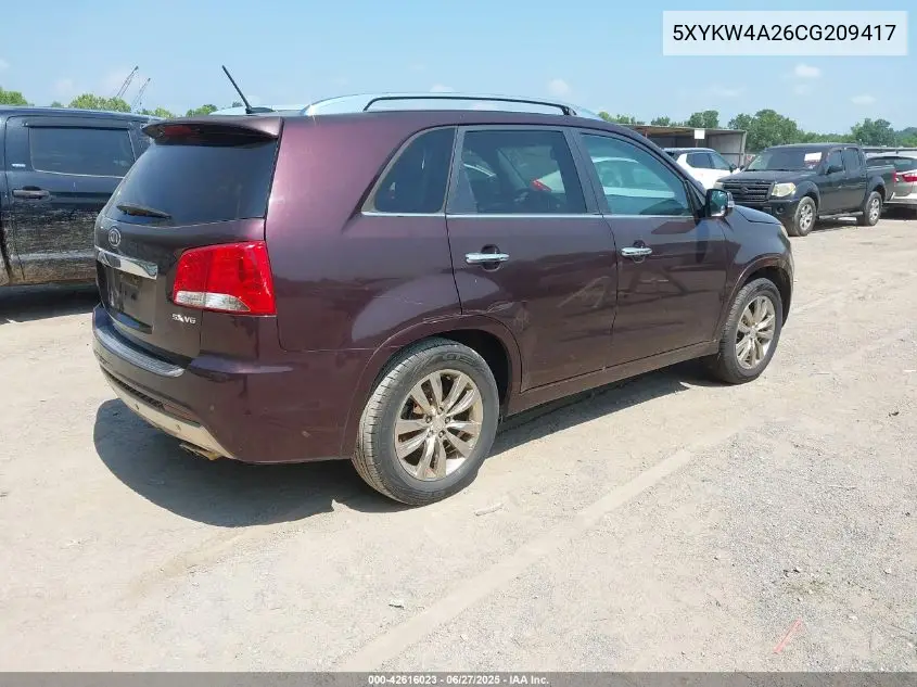 2012 Kia Sorento Sx V6 VIN: 5XYKW4A26CG209417 Lot: 42616023