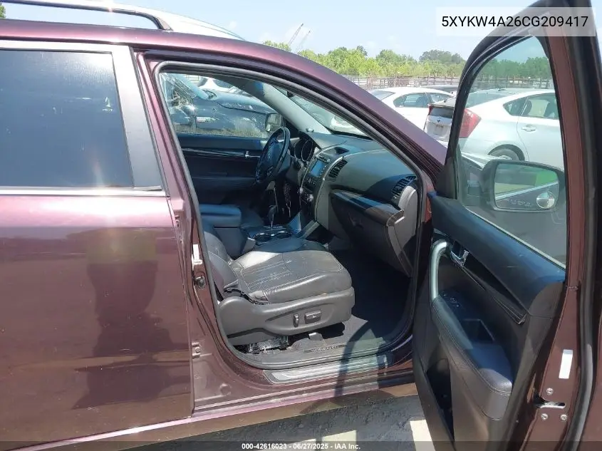 2012 Kia Sorento Sx V6 VIN: 5XYKW4A26CG209417 Lot: 42616023