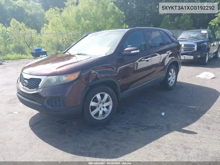 2012 Kia Sorento Lx VIN: 5XYKT3A1XCG192292 Lot: 42624487