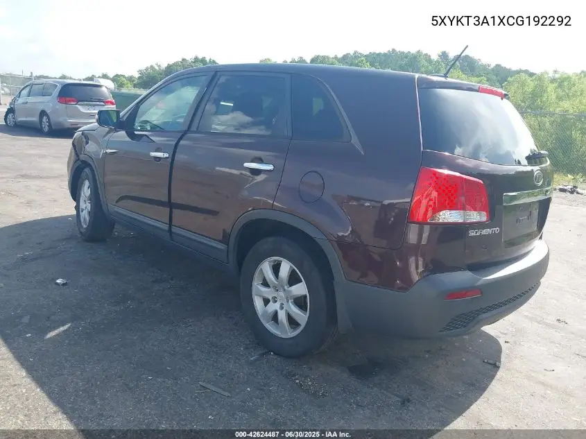 2012 Kia Sorento Lx VIN: 5XYKT3A1XCG192292 Lot: 42624487