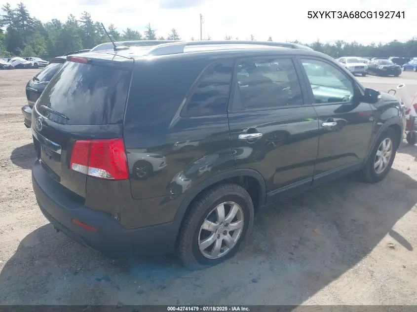 2012 Kia Sorento Lx VIN: 5XYKT3A68CG192741 Lot: 42741479