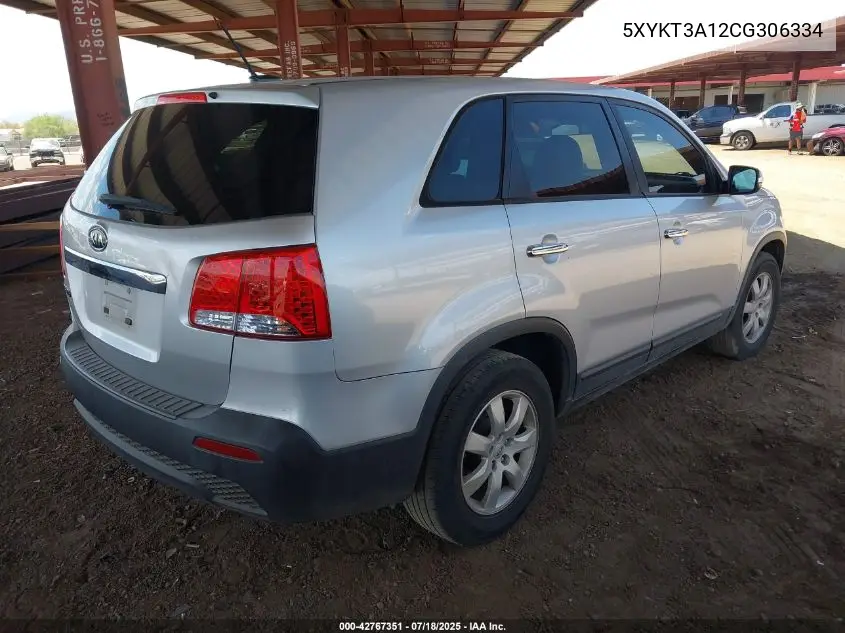 2012 Kia Sorento Lx VIN: 5XYKT3A12CG306334 Lot: 42767351