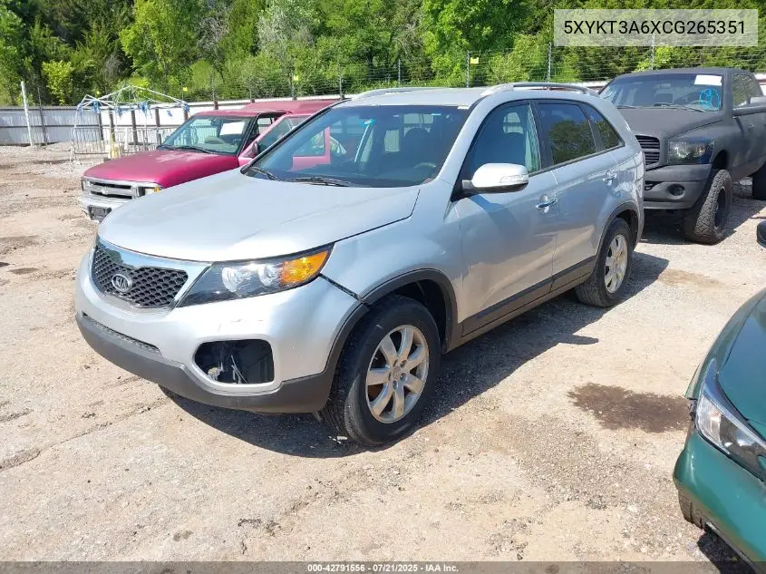 2012 Kia Sorento Lx VIN: 5XYKT3A6XCG265351 Lot: 42791556