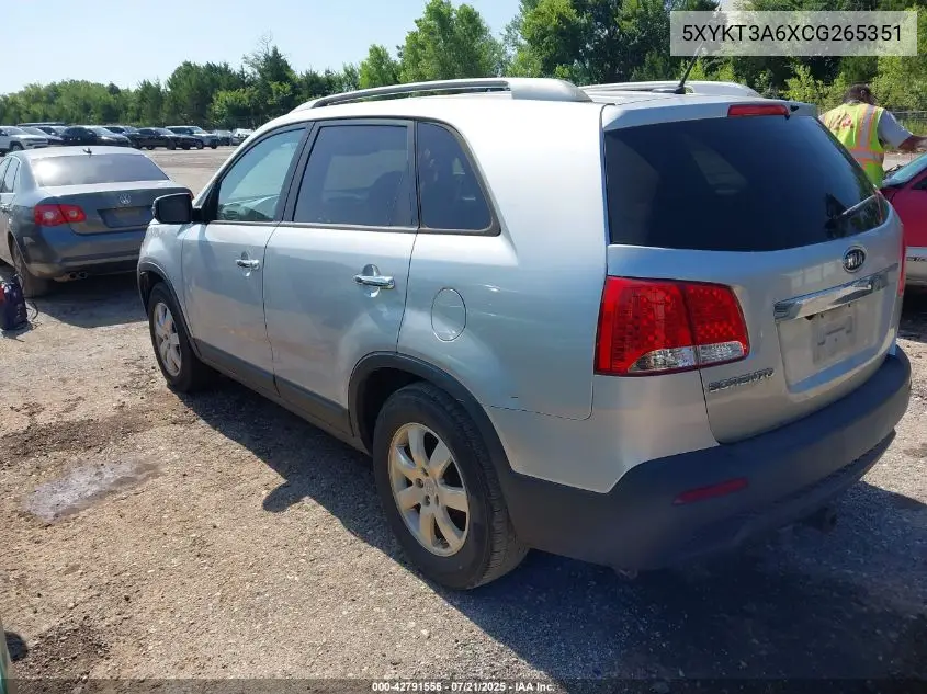 2012 Kia Sorento Lx VIN: 5XYKT3A6XCG265351 Lot: 42791556