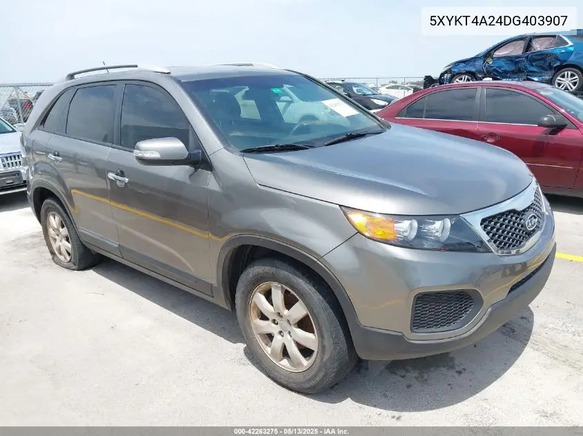2013 Kia Sorento Lx V6 VIN: 5XYKT4A24DG403907 Lot: 42263275