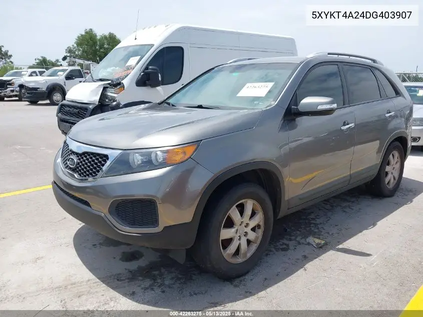 2013 Kia Sorento Lx V6 VIN: 5XYKT4A24DG403907 Lot: 42263275