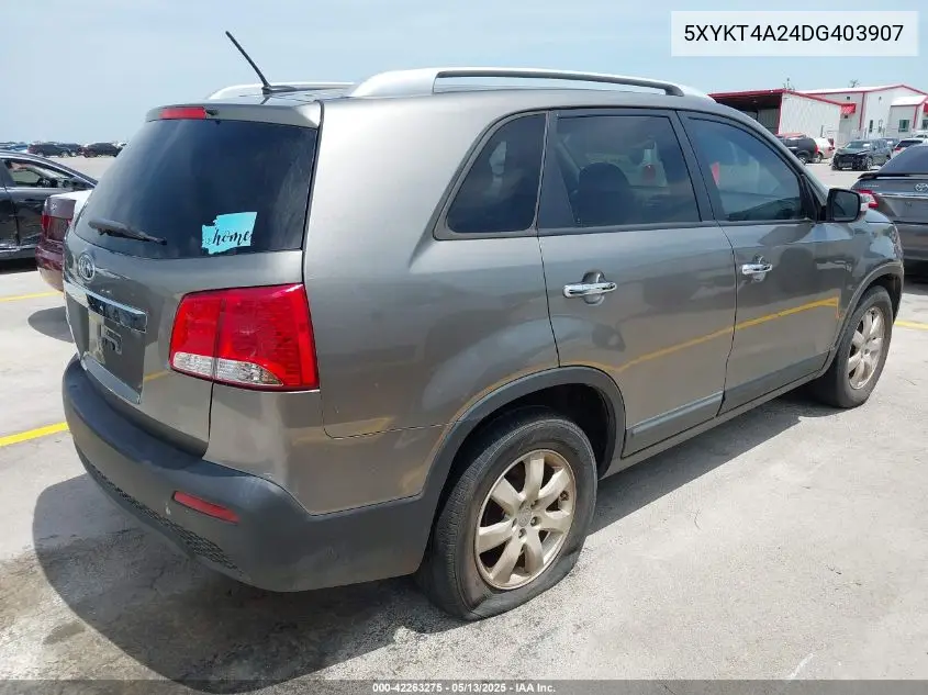 2013 Kia Sorento Lx V6 VIN: 5XYKT4A24DG403907 Lot: 42263275