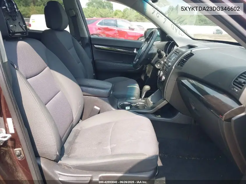 2013 Kia Sorento Lx V6 VIN: 5XYKTDA23DG346602 Lot: 42593040