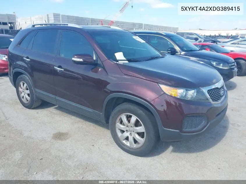 2013 Kia Sorento Lx V6 VIN: 5XYKT4A2XDG389415 Lot: 42595515
