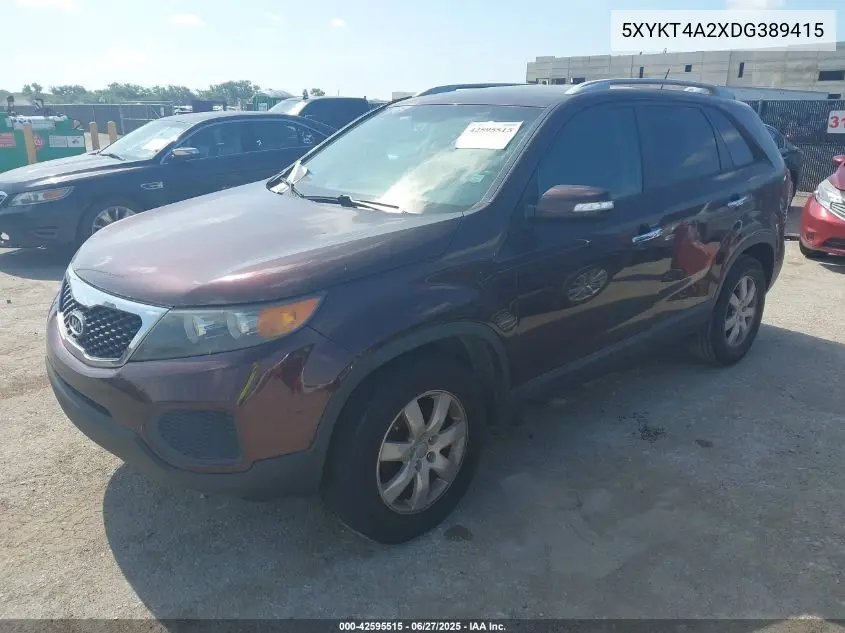 2013 Kia Sorento Lx V6 VIN: 5XYKT4A2XDG389415 Lot: 42595515