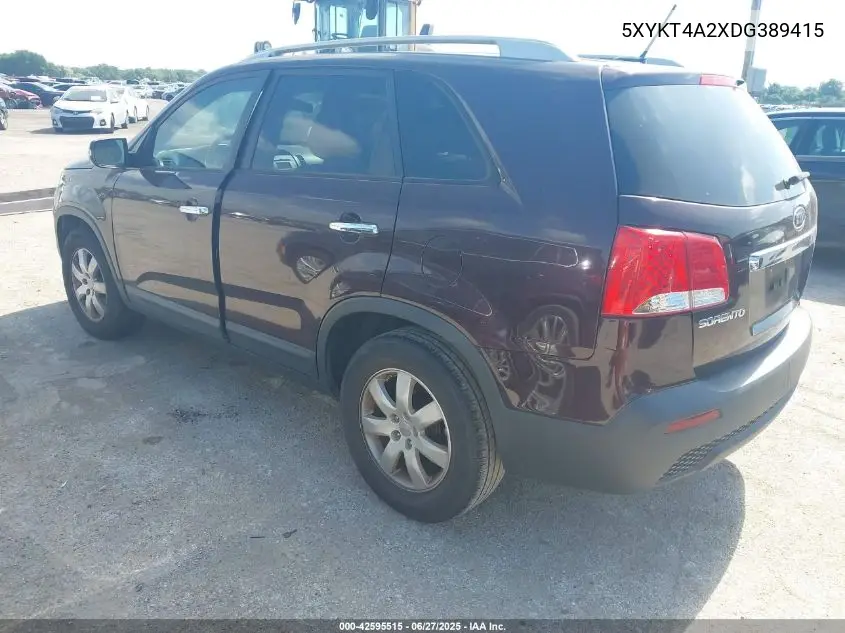 2013 Kia Sorento Lx V6 VIN: 5XYKT4A2XDG389415 Lot: 42595515