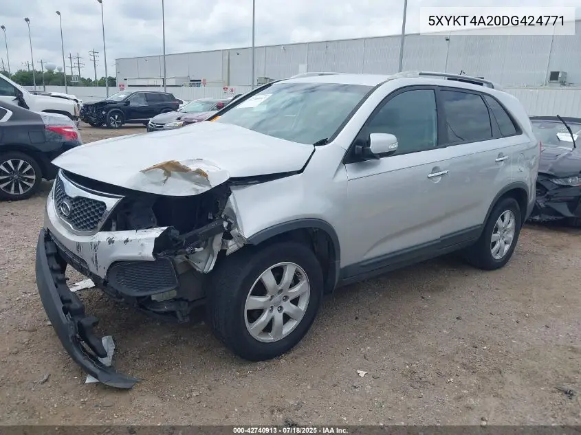 2013 Kia Sorento Lx V6 VIN: 5XYKT4A20DG424771 Lot: 42740913