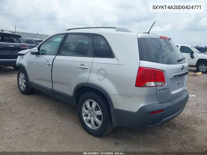 2013 Kia Sorento Lx V6 VIN: 5XYKT4A20DG424771 Lot: 42740913