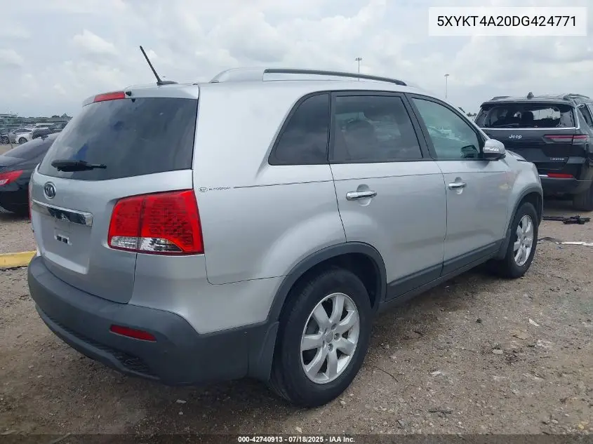 2013 Kia Sorento Lx V6 VIN: 5XYKT4A20DG424771 Lot: 42740913