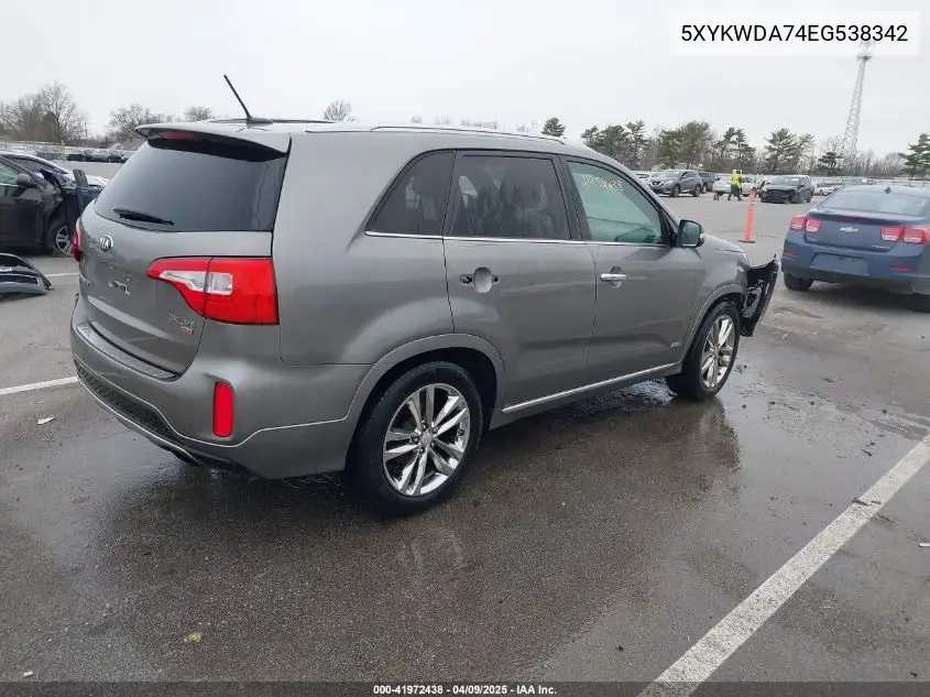 2014 Kia Sorento Limited V6 VIN: 5XYKWDA74EG538342 Lot: 41972438